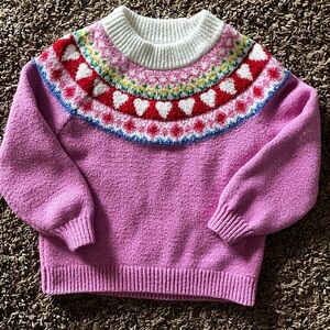 Kids Old Navy Fair Isle Knit Sweater in Pink